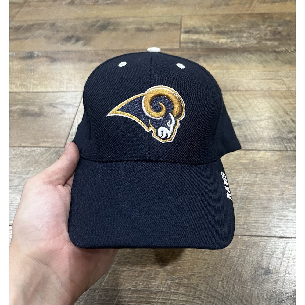 Vintage 90s St. Louis Rams Hat TWINS Enterprise Navy Blue Fitted‎ Cap M/L NFL - Picture 2 of 6
